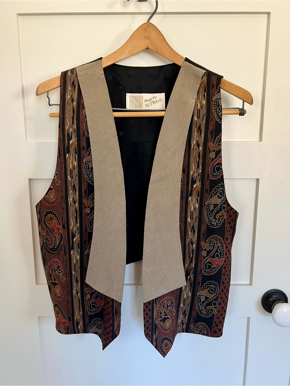 Boho Paisley Striped Open Front Vest